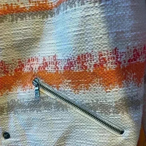 Alice + Olivia Orange Cream Stripped Aztec Jacket Lightweight Coat Size Medium. - Picture 14 of 14